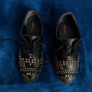Black Studded Loafers Shoes Edgy Grunge